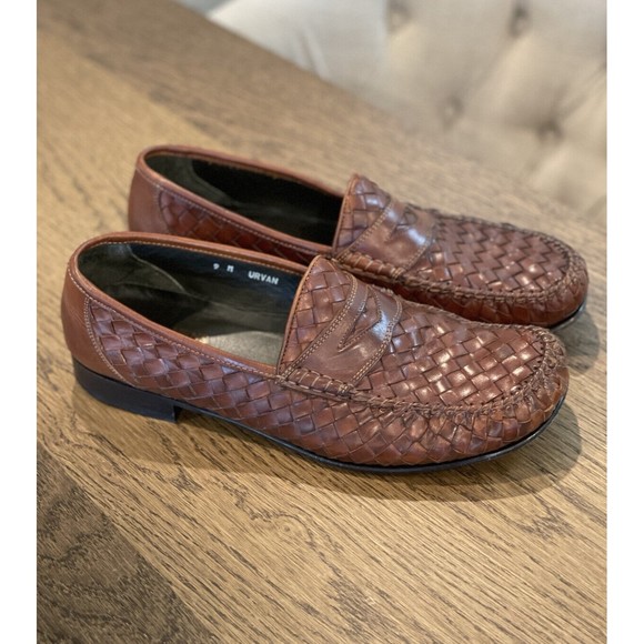 DONALD PLINER Brown Leather Penny Loafers Shoes Sz 9 Slippers $350 Italy DONALD PLINER Brown Leather Penny Loafers Shoes Sz 9  main image 4
